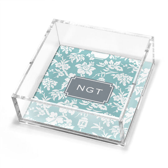 Slate Floral Petite Lucite Trinket Tray